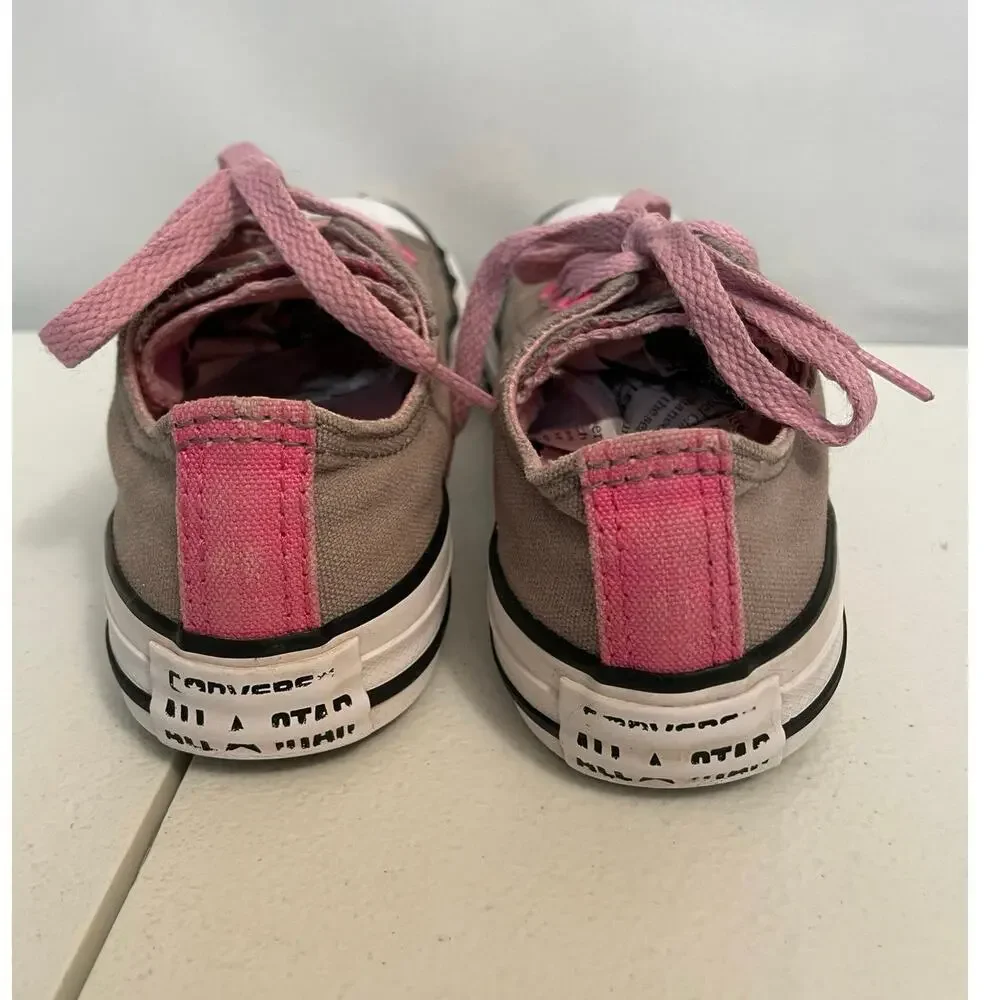 Converse All Star Chuck‎ Taylor’s girls 12.5 Double Tongue OX Grey Pink low top